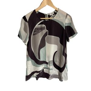 Aritzia Wilfred 100% silk top  multicolor Colorblock asymmetric pattern